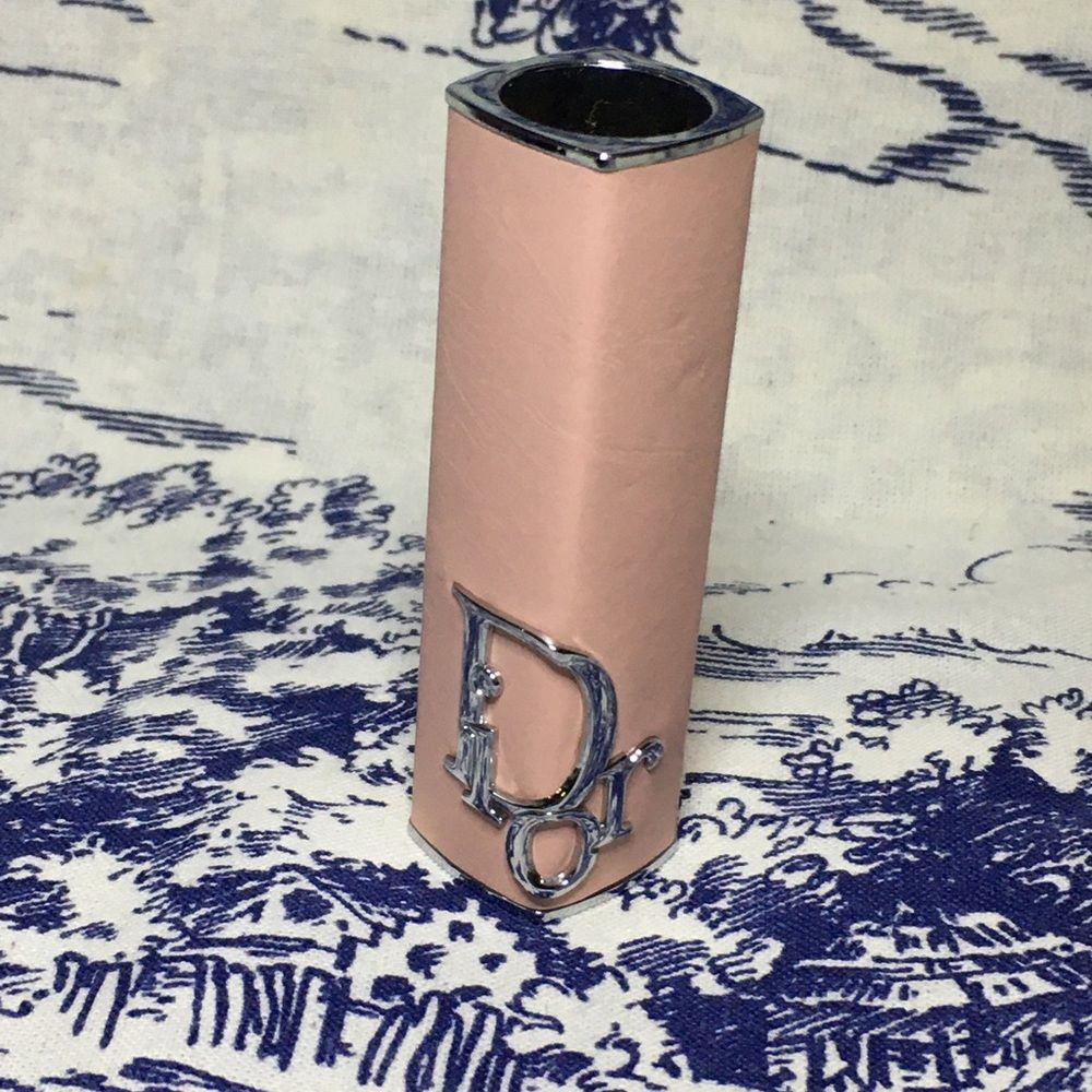 Dior Addict Lipstick case Pink pleather Silver hardware Logo NEW